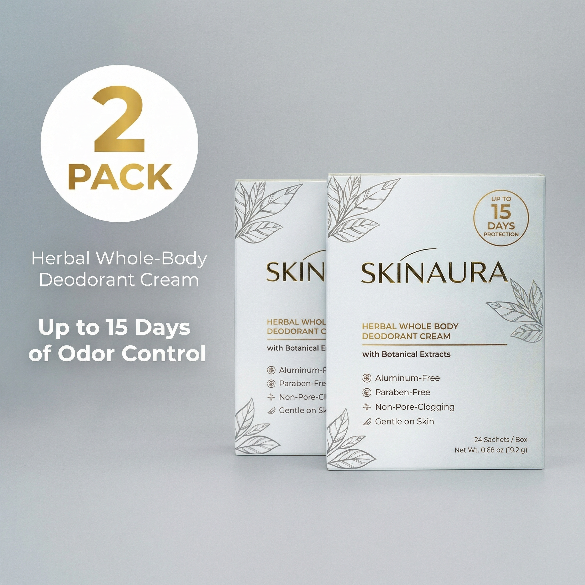 Herbal Whole Body Deodorant Cream SkinAura Duo Pack